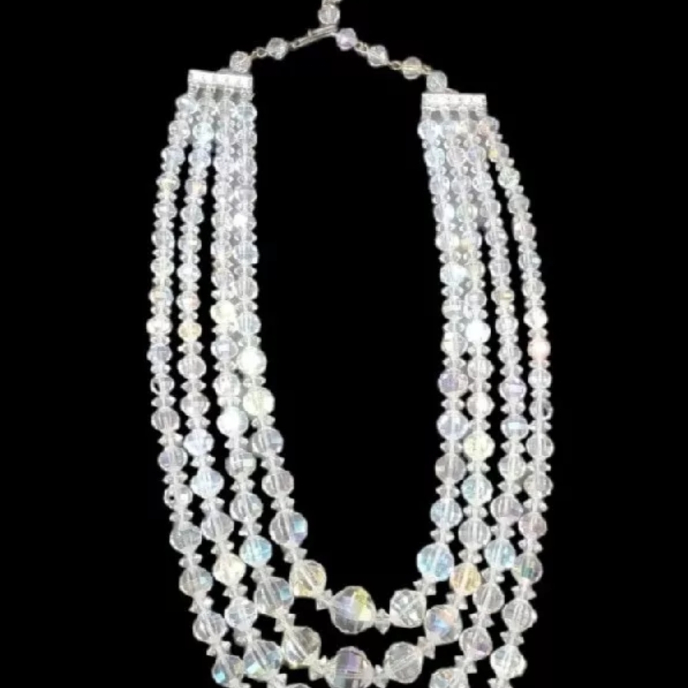 Vintage Silver White Multi-Strand Necklace